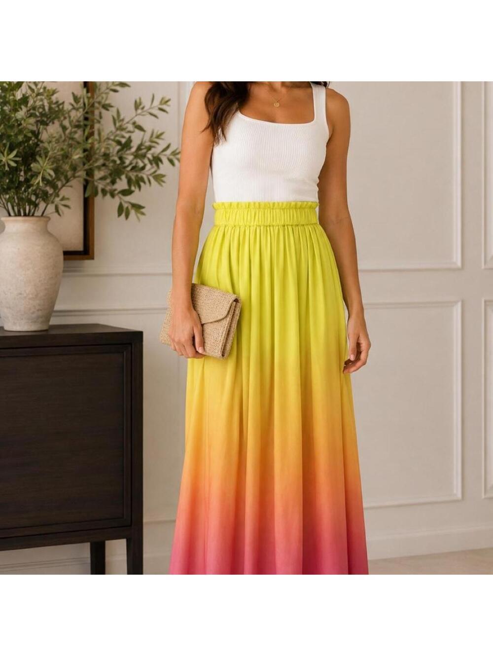 Trina Turk Women's Multi and Yellow Skirt